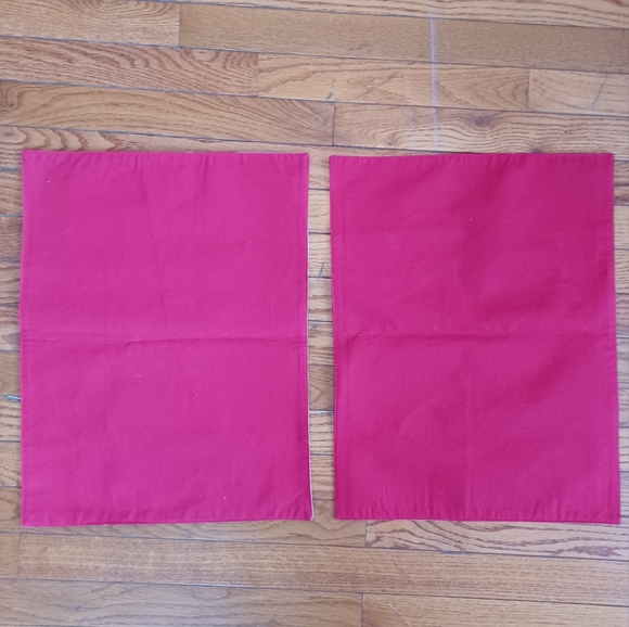 Set of 2 Classic Cotton Placemats Red White Picnic Plaid About 14.5”x18.5” - Picture 5 of 6